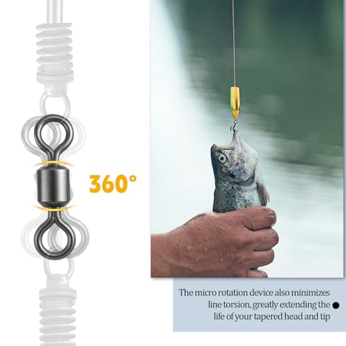 100 Pack Micro Swivels for Fly Fishing - High Strength Black Swivels