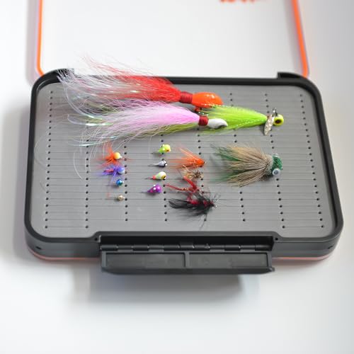 ALICHINO Large Waterproof Fly Box for Fly Files Ice Jig Storage 9x6.5x1.9 Inch Grey Foam Insert