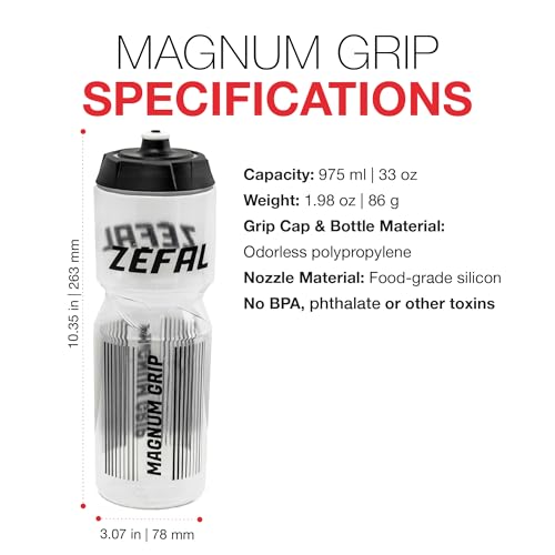 Magnum 975ml Bike Water Bottle - BPA-Free Squeeze Bottle, Translucent Black