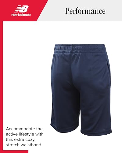 New Balance Boys' 2 Pack Moisture-Wicking Mesh Basketball Shorts, Sizes 8-20, Grey/Deep Blue, 14-16