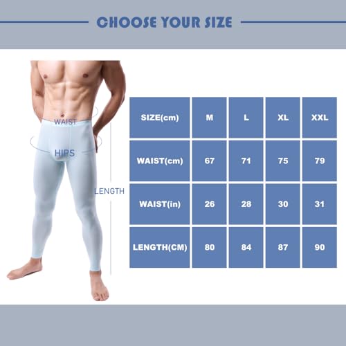 Men's Ice Silk Sheer Leggings Pants Black Large Underwear Bottoms