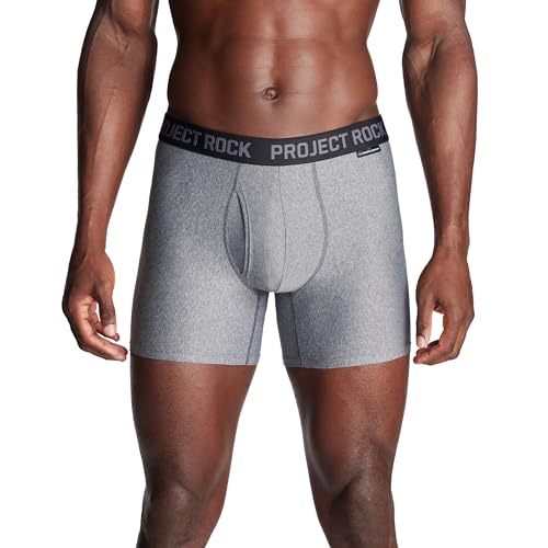 Under Armour Men’s Project Rock Tech Mesh Underwear 5" Inseam – 2 Pack, Large Castlerock