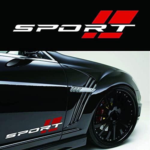 16 Inch White and Red Vinyl Decal Stickers for Trucks - Sport Letter Design