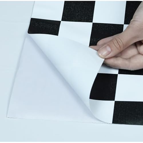 Hopeak Black and White Mosaic Peel and Stick Wallpaper Self-Adhesive Lattice Removable Decorative Wallpaper for Home Office Store Wall and Furniture Decoration 17.3 x 118 inches