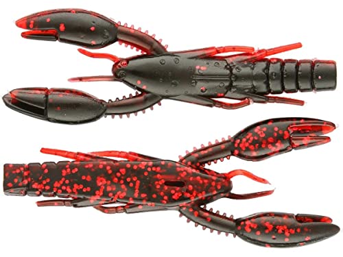 Soft Plastic Craw Bait - Psycho Dad 3.75" - Black with Red Flake (5 Pack)