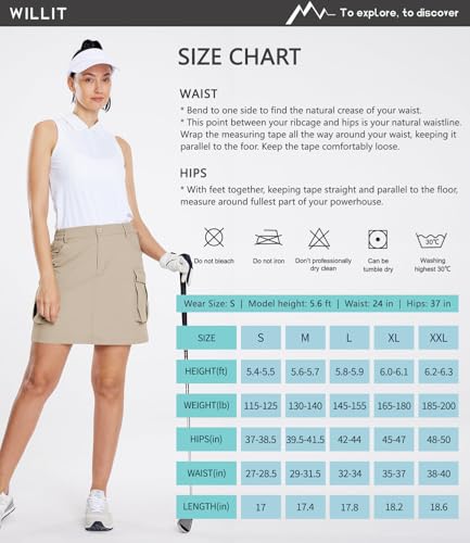 Women's Cargo Skorts - Quick Dry Golf & Hiking Skirt with Pockets