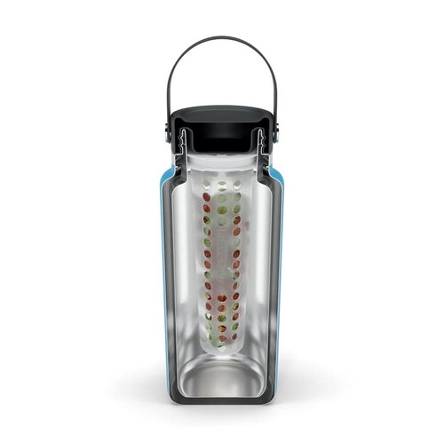 FlavorFuze Pod - Fruit Infuser Insert with Two Lids, Compatible with Hydro Flask, Iron Flask, Takeya, ThermoFlask and Similar Wide Mouth Bottles (White)