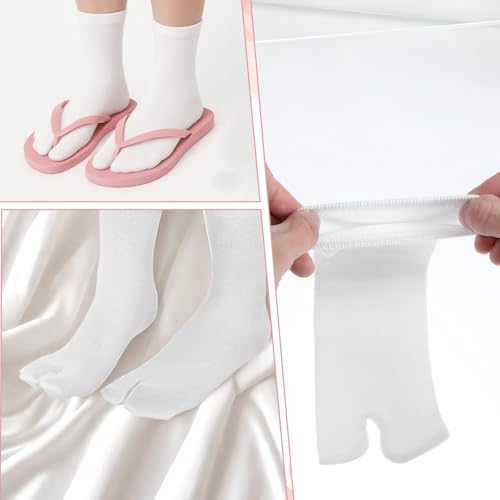 Andibro 4 Pairs Japanese Flip Flop Tabi Socks - Elastic Cotton Split Toe Socks