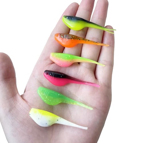 Split-Tail Crappie Lures - 24pcs Soft Plastic Lures - Black