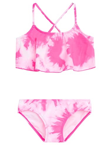 Kanu Surf Girls Cindy Flounce Bikini Beach 2-Piece Swimsuit - Beach Girl Pink (Size 6)