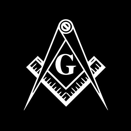 Square & Compass Masonic Vinyl Decal - White - 6 Inch