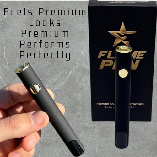 FlamePen Premium Universal Rechargeable Battery Pen, 650mAh Cordless Thread Burner, Threaded with Soldering Iron, Black & Gold