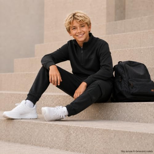 New Balance Boys 2-Piece Tech Fleece Quarter Zip & Jogger Sweatpants – Deep Black 12