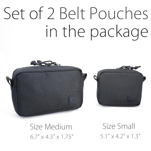 Diodrio 2-Pack Belt Pouches for Men & Women, Water-Resistant EDC Zipper Organizer
