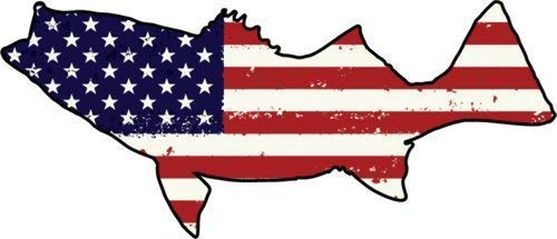 American Flag Bass Fish Vinyl Decal - 5-inch Weatherproof Fishing Sticker