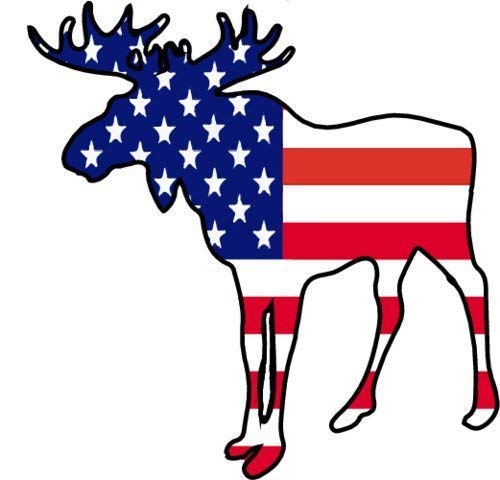 Moose Silhouette American Flag Vinyl Decal Sticker - 5 x 5 Inch Outdoor Decal