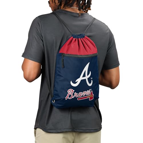 Atlanta Braves Drawstring Backpack with Zippered Pocket - One Size