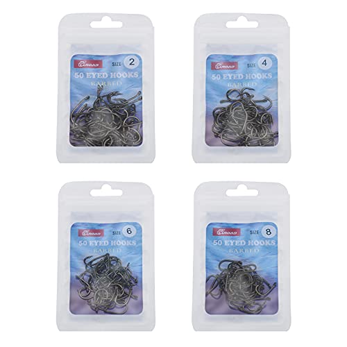 Barbed Carp Fishing Hooks - 50Pcs Teflon Coated Wide Gap Size 2