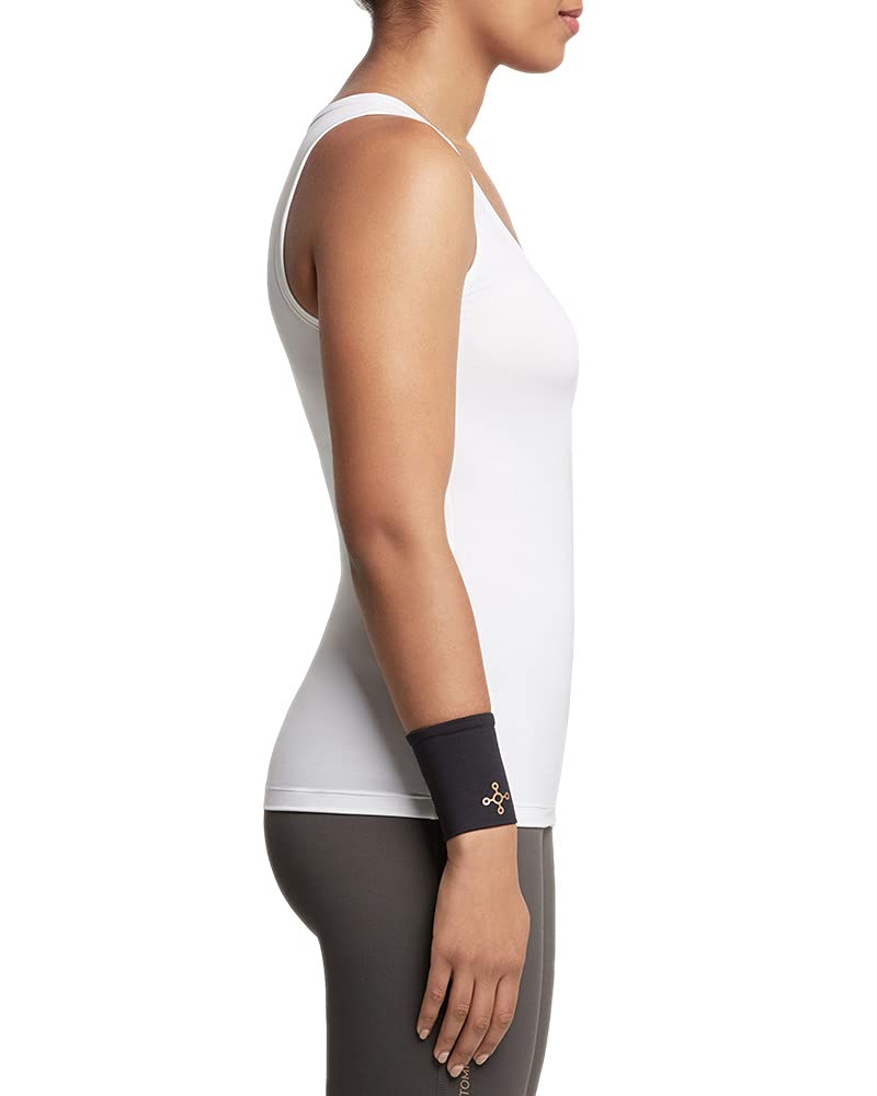 Tommie Copper Core Compression Wrist Sleeve, Unisex, Men & Women, Sweat Wicking Breathable Wrist Sleeve for Muscle, Tendon & Joint Support - Black - Medium