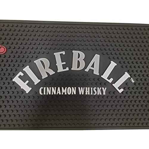 Fireball Cinnamon Whisky Extra Large Bar Mat - Rectangular, 8" x 1'8", Black, Letter Print
