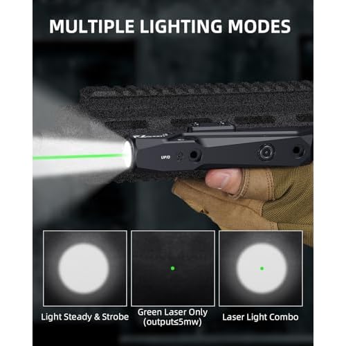 EZshoot 1700 Lumens Tactical Laser Light Combo for Rifle with Magnetic Rechargeable, AR Laser Light Combo Compatible with Picatinny Rail and M-Rail, Rifle Flashlight for Home Defense, Hunting