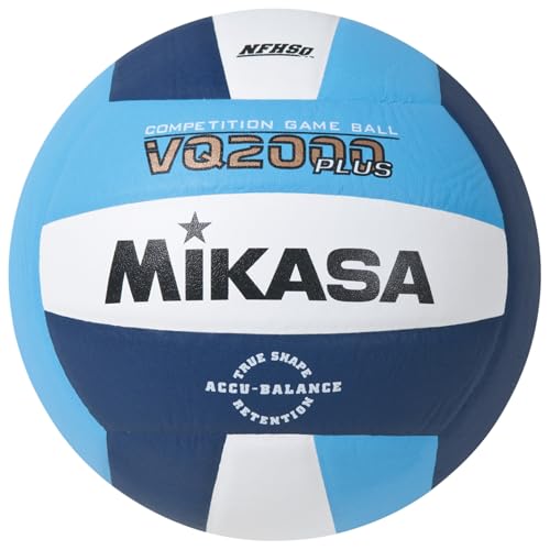 Mikasa VQ2000 Micro Cell Indoor Volleyball - Official Size/Weight, Columbia Blue Navy White