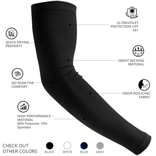 Compression Arm Sleeves - UV Sun Protection - Black