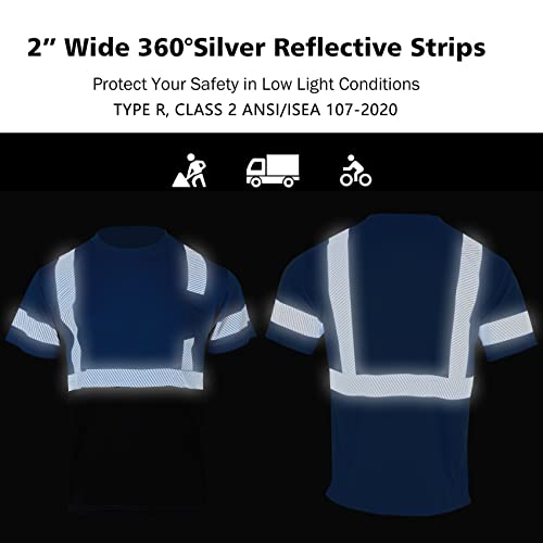 VENDACE 3pcs Safety T Shirts Reflective High Visibility Hi Vis Short Sleeve Construction Work Shirts for Men