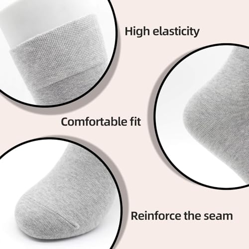 Crew Cotton Socks for Women - Thin Cozy Casual - Medium, 3 Pairs Grey
