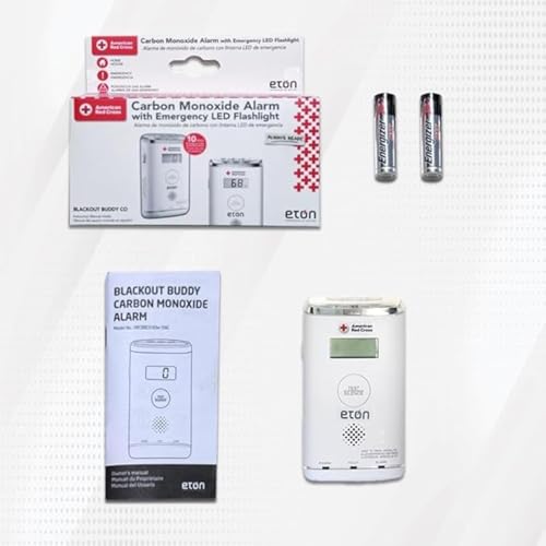 American Red Cross by Eton Carbon Monoxide Detector with10-Year Battery, Digital Display, LED Status Indicator, Emergency LED Flashlight and Energizer Batteries. Plug-in with Battery Back-up