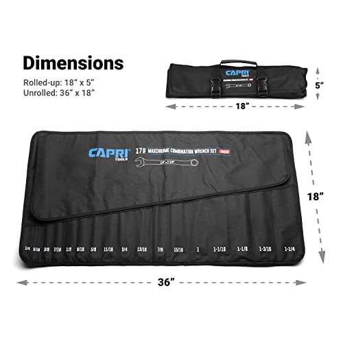 Capri Tools Wrench Roll Up Pouch, SAE, 17 Pockets, Black