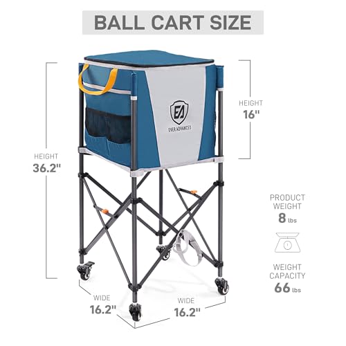 Tennis Ball Cart with Wheels - 150 Capacity Sports Organizer
