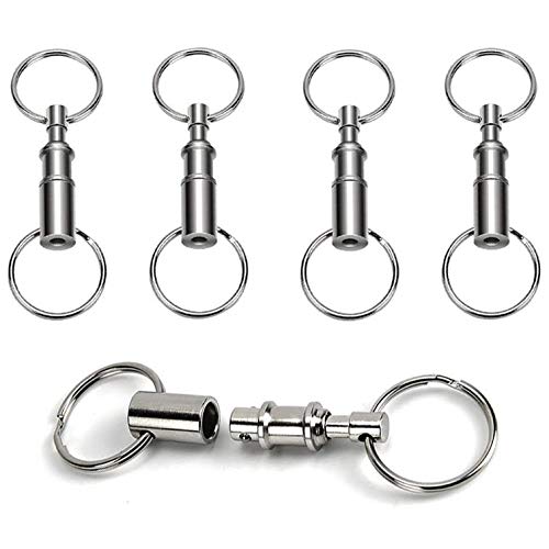 Detachable Pull-Apart Keychains - 4 Pack Silver Steel