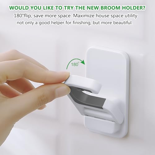 3pack Broom and Mop Holder Wall Mount No Drill Mop and Broom Gripper Mop Handle Hanger Household Cleaning Organizer, Holds up to 6 lb