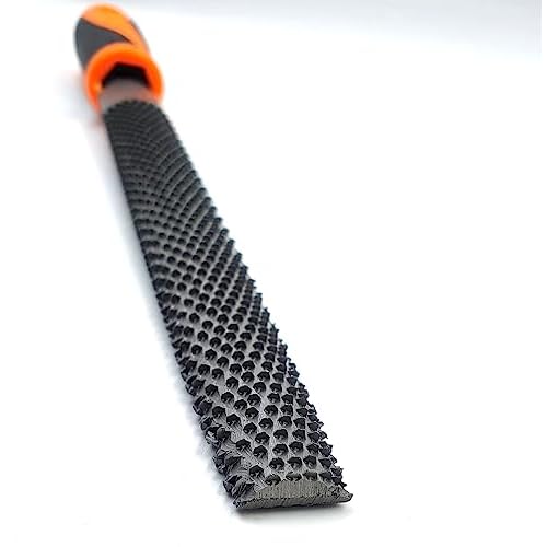 Edward Tools Harden 8" Half-Round Rasp Woodworking File with Rubber Handle - Heavy Duty Carbon Steel - Great for Rapid Removal of Material - Tool is 12" Long with Handle