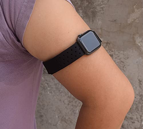 Breathable Hook and Loop Armband for Apple Watch - Black, 42mm/44mm/45mm/49mm, X-Large