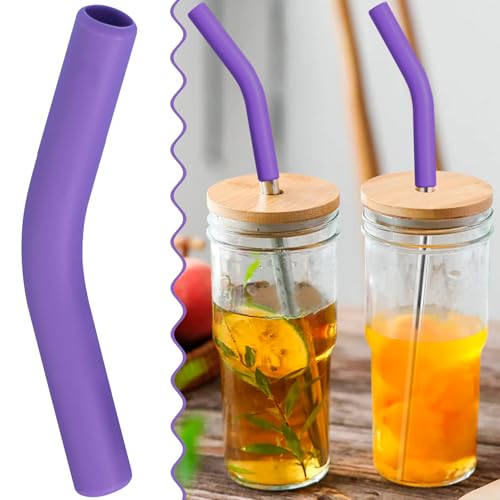 6 Pcs Purple Silicone Straw Tips for Tumblers - 8mm Diameter