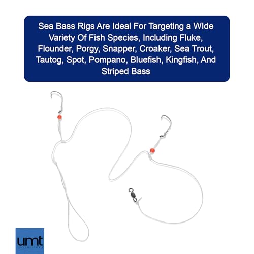 Sea Bass Hi-Lo Fishing Rigs - 1 Pack, 3/0 Bait Hook, 60lb Mono