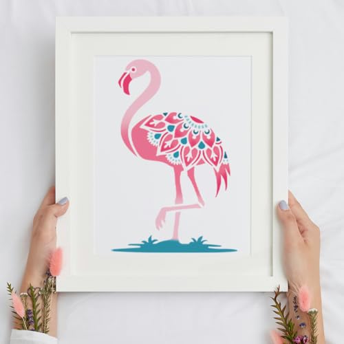 Flamingo Deco Wall Stencil Template 11.7 x 8.3 Inch Reusable Bird Stencil for Painting on Wood Wall Floor Fabric Furniture, Flamingo DIY Home Decor Craft Stencil