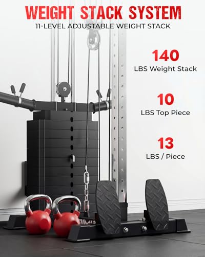 Cable Crossover Machine with Adjustable Pulley System - Dark Black