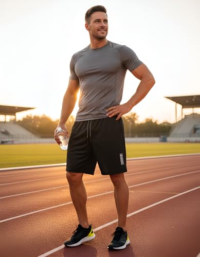 Men's Basketball Shorts 9" Quick-Dry Athletic Gym Shorts with Zipper Pockets