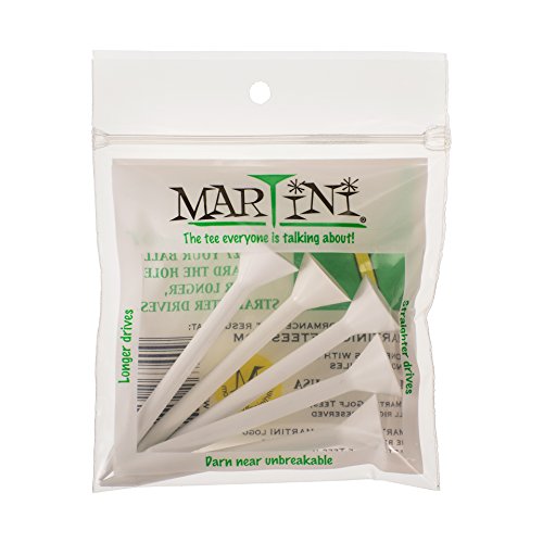 Durable Plastic Martini Golf Tees - Virtually Unbreakable, 5 Pack - White
