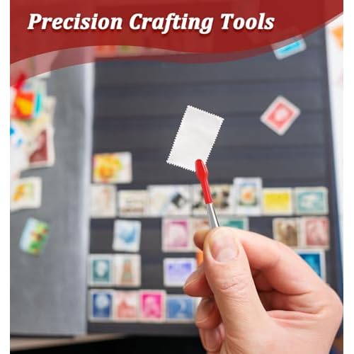 Rubber Tipped Tweezers, 3 Pcs Crafting Tweezers, 5.9 Inch Long Tweezer for Crafts, Stamps, Garden, Jewelry, DIY, Hobby, Electronics, Flat Straight & Bent Tips (Silver, Red)