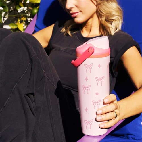 Bow Stickers for Owala Water Bottle - Pink Bow & Star Design, Blue