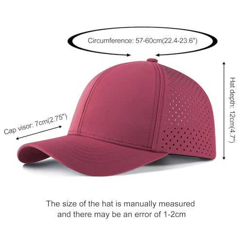 VOBOOM Men Laser Mesh Baseball Cap Burgundy One Size Snapback Hat