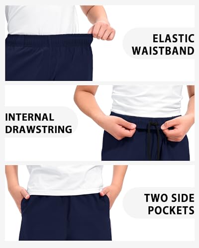 Somaibo Boys Athletic Shorts 13-14 Years 3-Pack Black Navy Gray Quick Dry Pockets