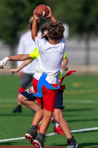 Flag Football Belts Set - Easy Tear Away, 4 Pcs (2 Blue + 2 Red)