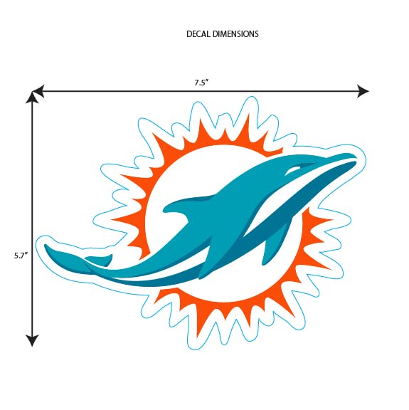 Miami Dolphins Auto Decal - 8 Inch Team Color Vinyl Sticker