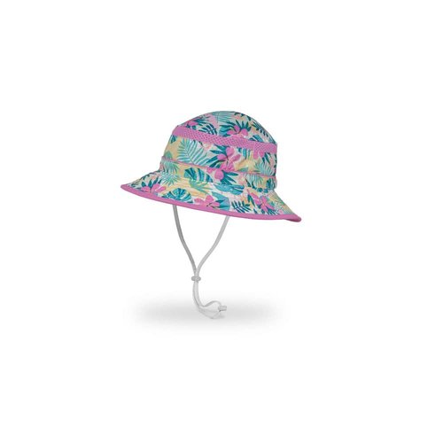 Sunday Afternoons Fun Bucket Hat - Beach Kids Sun Hat - UPF 50+, Soft 2.5" Brim, Water Repellent, Crushable - Child Bucket Hats for Toddler, Boys & Girls - Pink Tropical, Large
