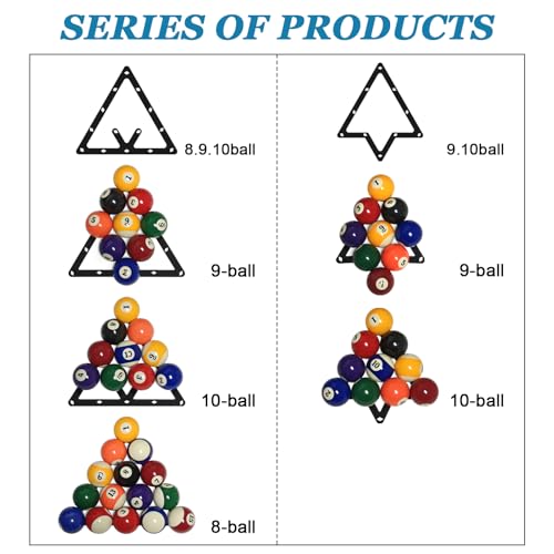 6-Pack Billiard Ball Rack Set - Triangle Racks for 8-Ball, 9-Ball & 10-Ball